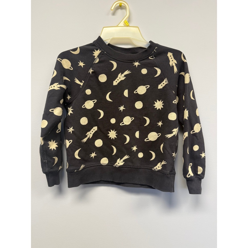Hanna Andersson Kids Space Rocket Planet Sweatshirt Black 120 cm US 6-7 Pullover